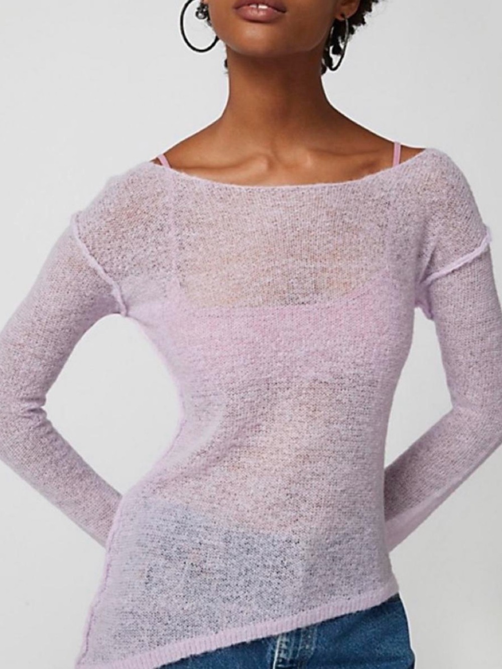 Uo Santiago Semi-sheer Fuzzy Asymmetrical Sweater